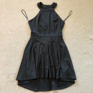 🏝 Grey High-Low Halter Dress